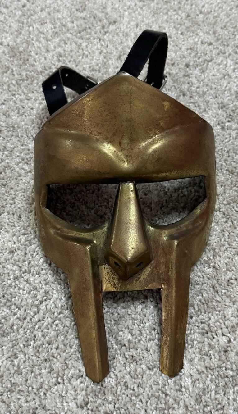MF DOOM Gladiator Mask Brass Finish Metal Cosplay Helmet Adult Costume